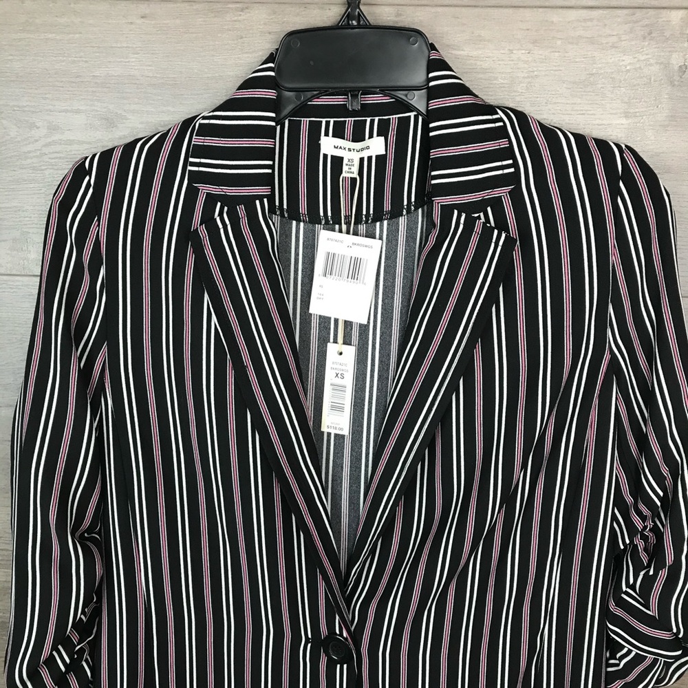 Max Studio Womens Striped Soft Notch Lapel Blazer - Picture 3 of 10